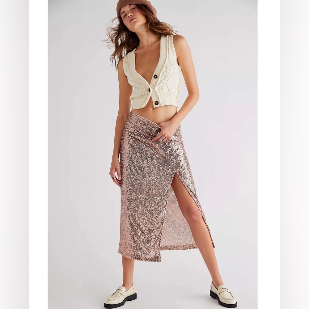 FREE PEOPLE Ariana Midi Sequin Skirt